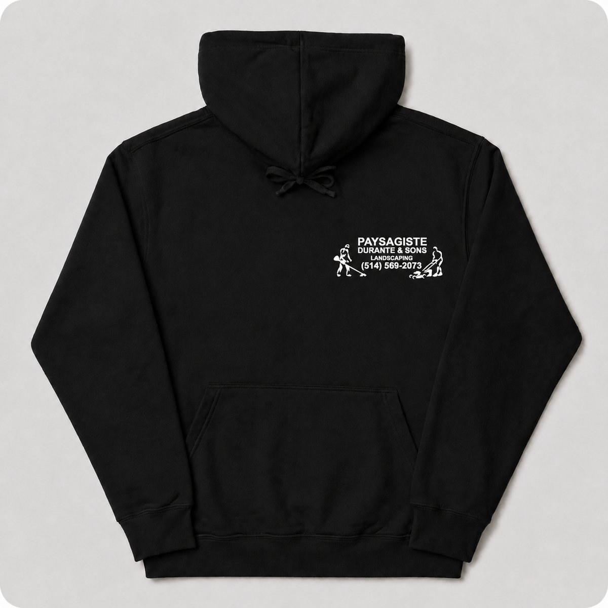 Embroidered work hoodie printed for Paysagiste Durante & Sons by Singhs Print